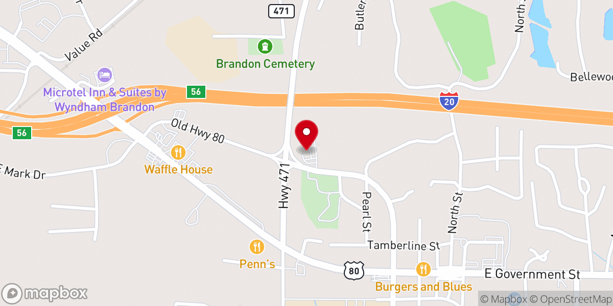 Map showing location of Hope Fellowship Church