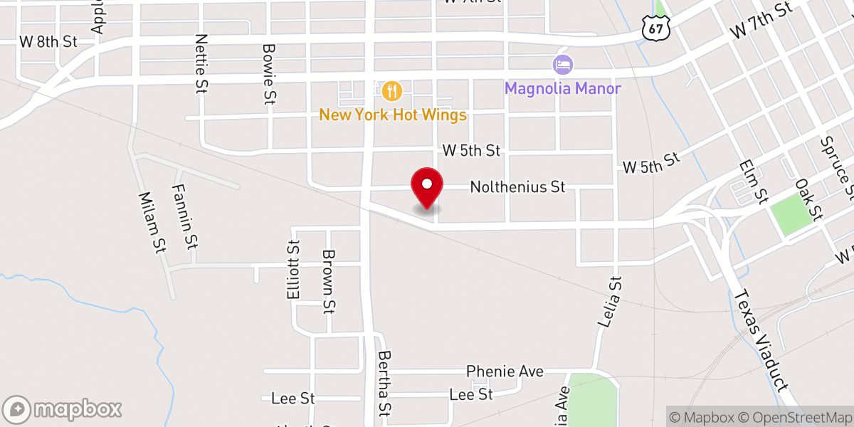 Map showing location of Oak Street Baptist Church
