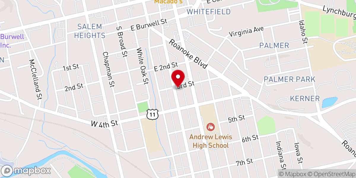 Map showing location of Salem Tabernacle