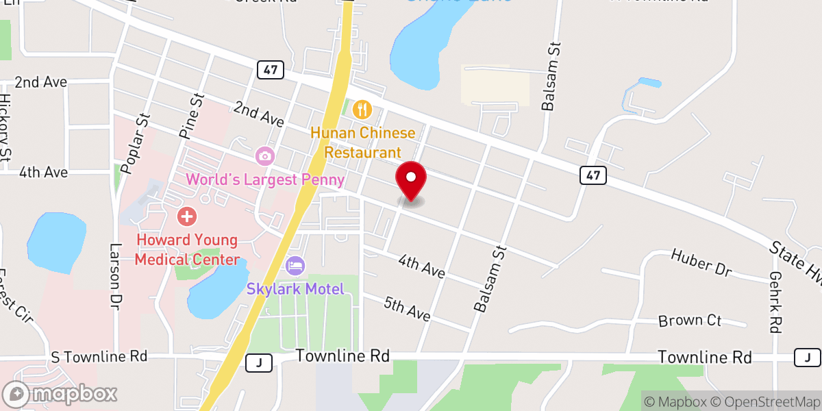 Map showing location of Woodruff Baptist Church
