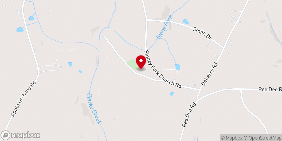 Map showing location of Stony Fork Church