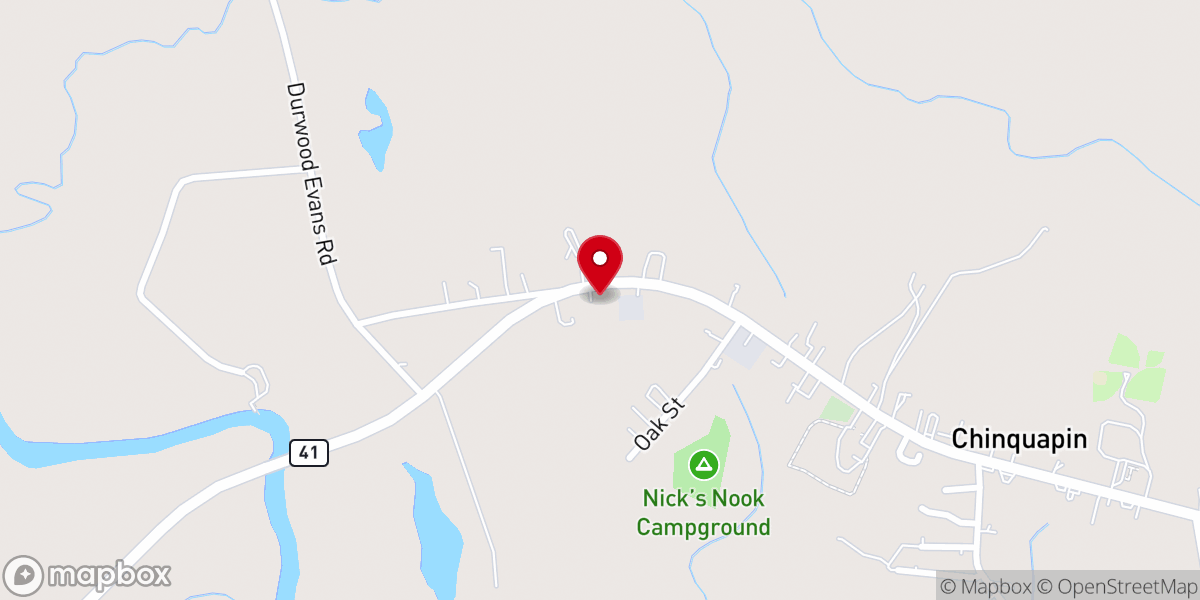 Map showing location of Community Free Will Baptist Church