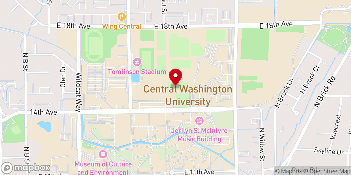 Map showing location of Central Washington University
