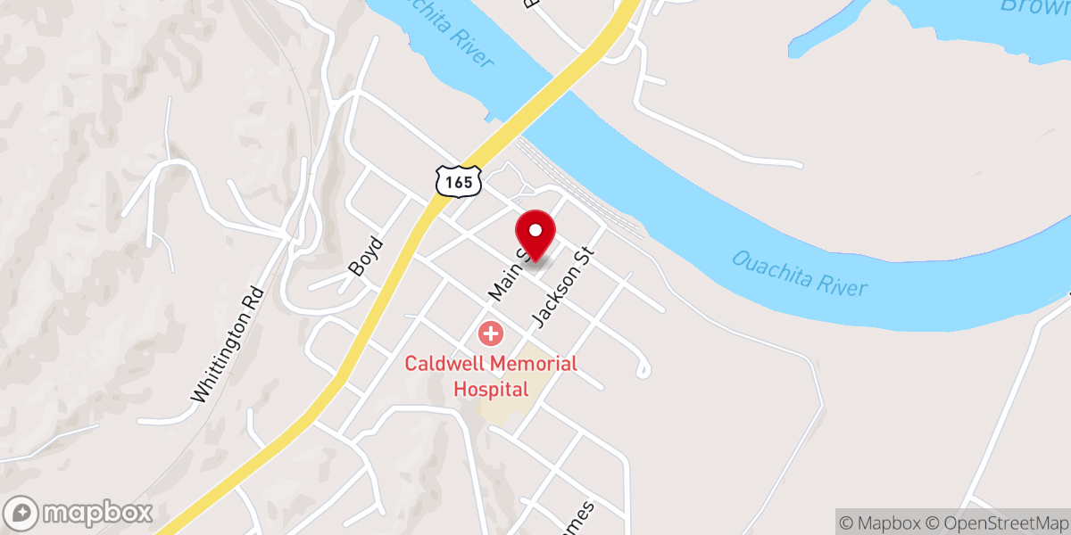 Map showing location of Caldwell Parish 911 Communications
