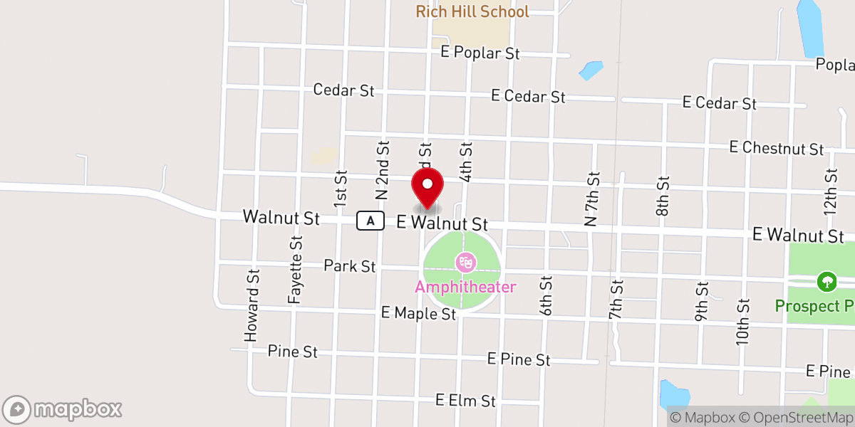 Map showing location of Rich Hill Christian Church