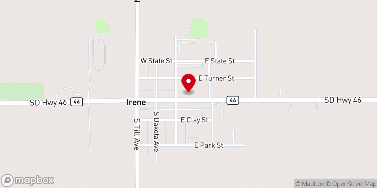 Map showing location of Irene