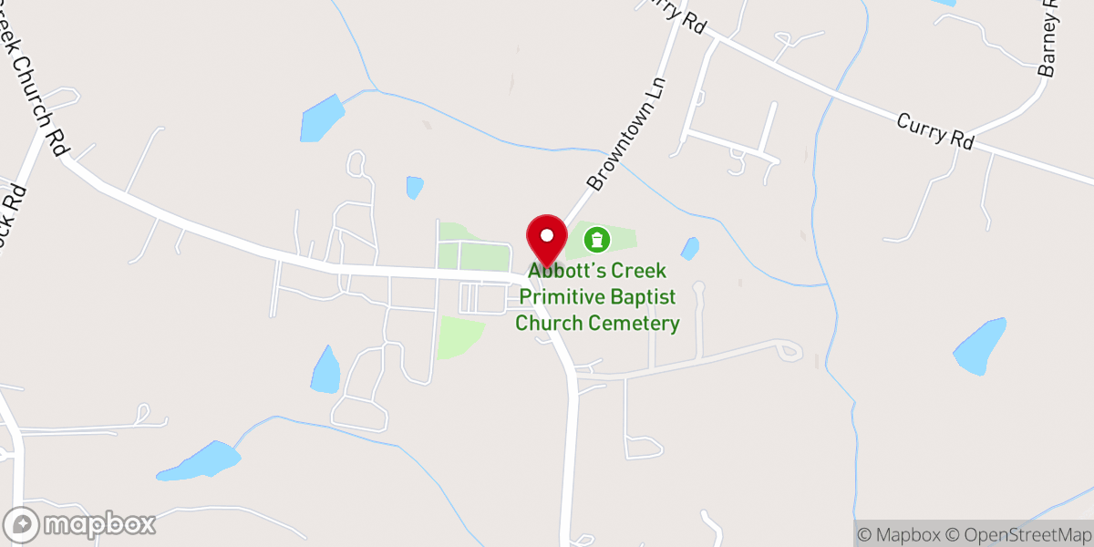 Map showing location of Abbotts Creek Primitive Baptist Church