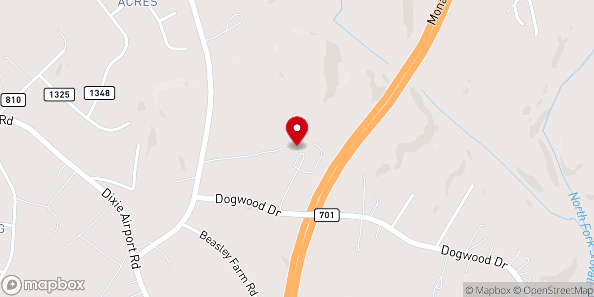 Map showing location of Living Water Baptist Church