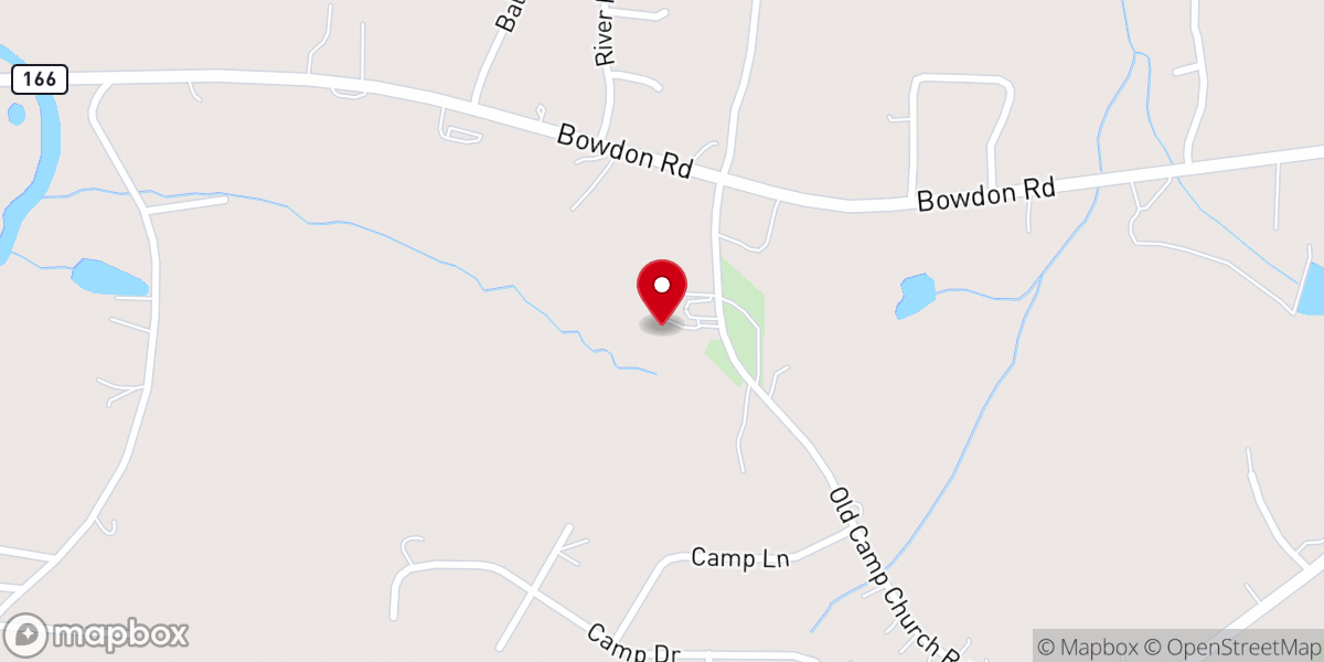 Map showing location of Old Camp Church