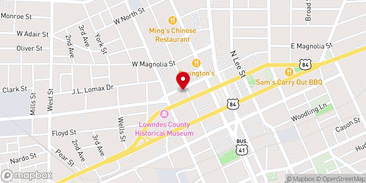 Map showing location of First Baptist Church