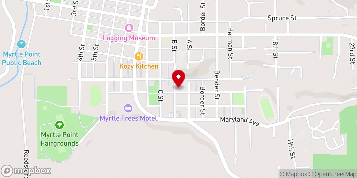 Map showing location of Grace International Church of Myrtle Point