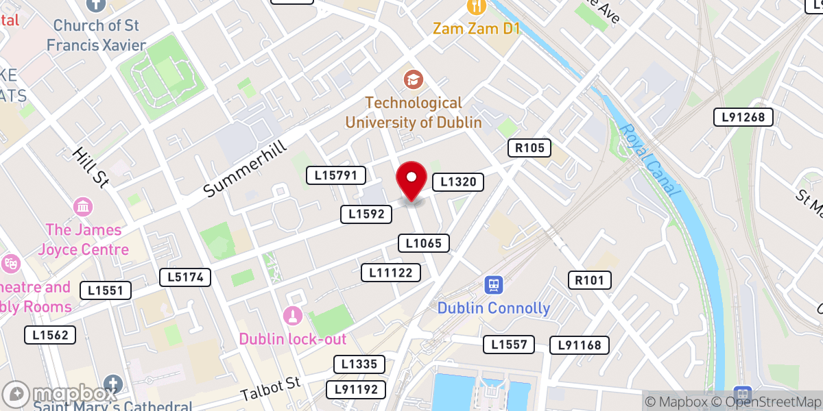 Map showing location of Bram Stoker’s temporary residence