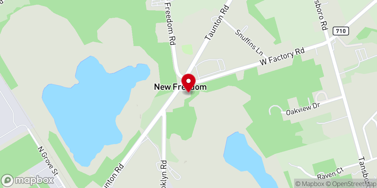 Map showing location of New Freedom Bible Church