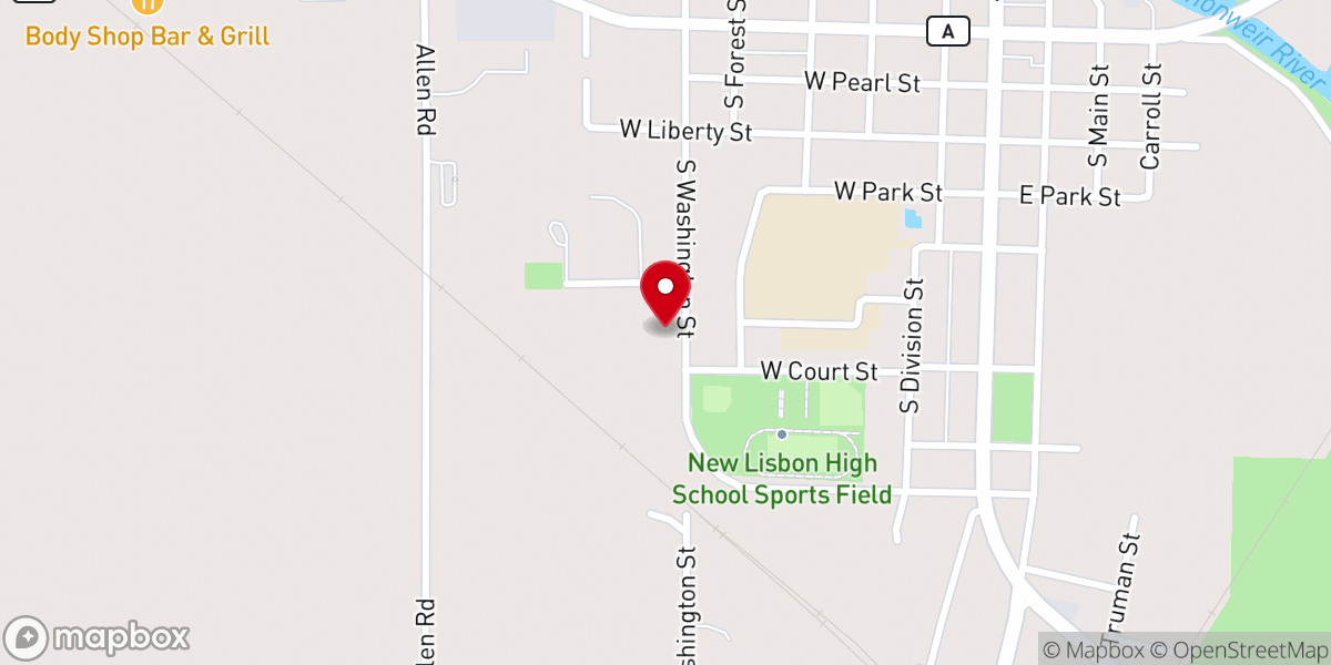 Map showing location of First Baptist Church Of New Lisbon