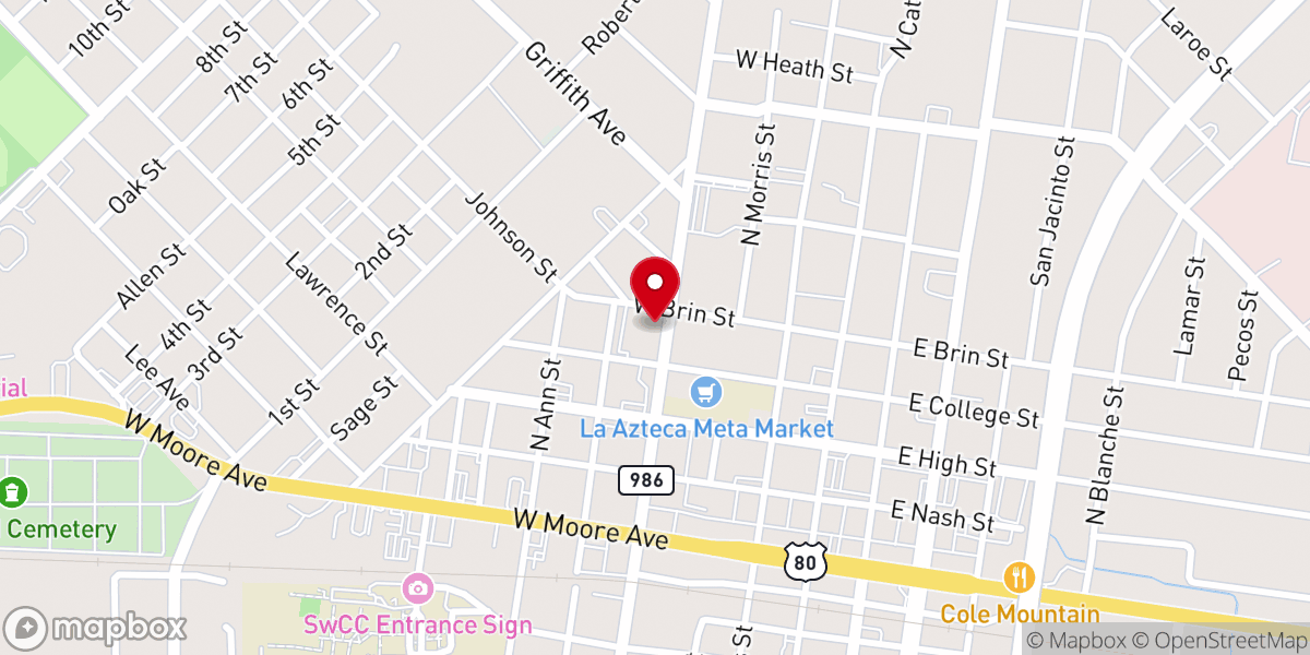 Map showing location of Rockwall and Brin Church of Christ