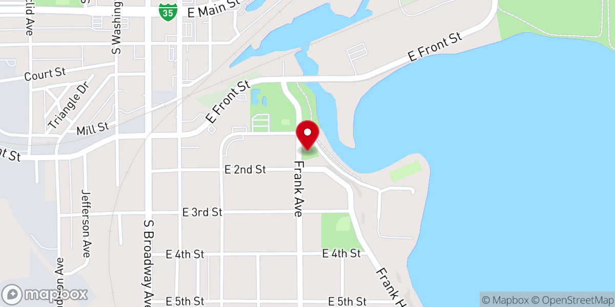 Map showing location of Frank Hall Park