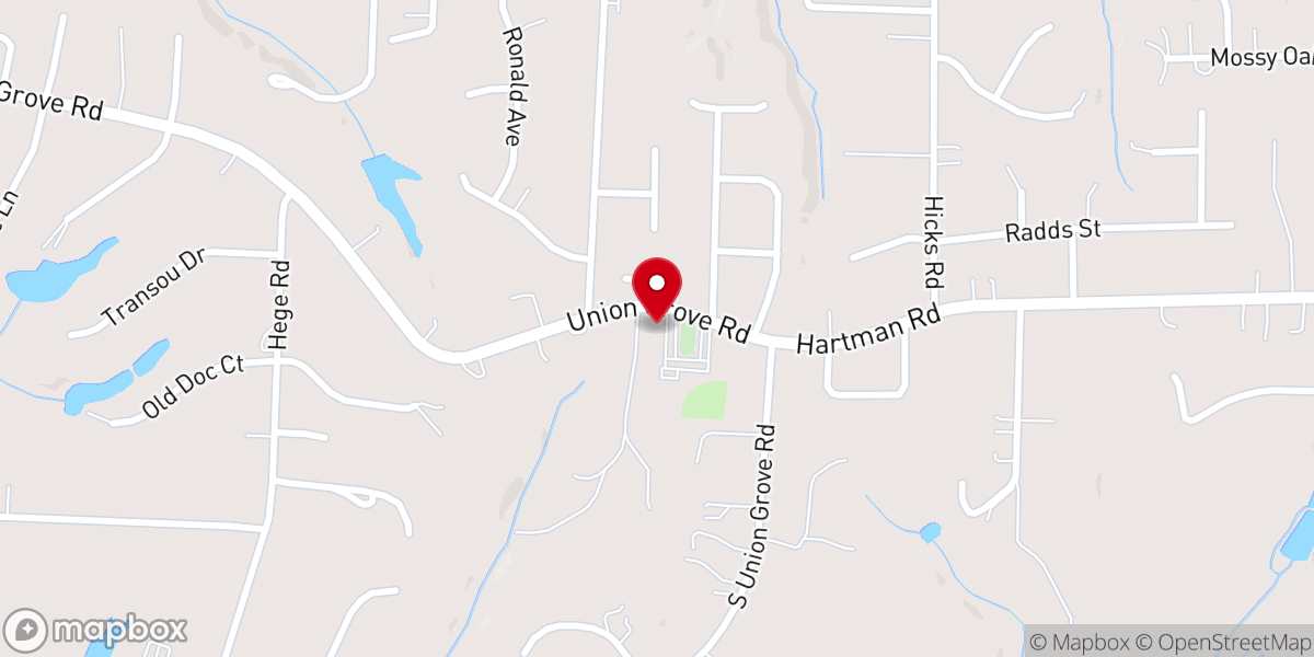 Map showing location of Union Grove Baptist Church