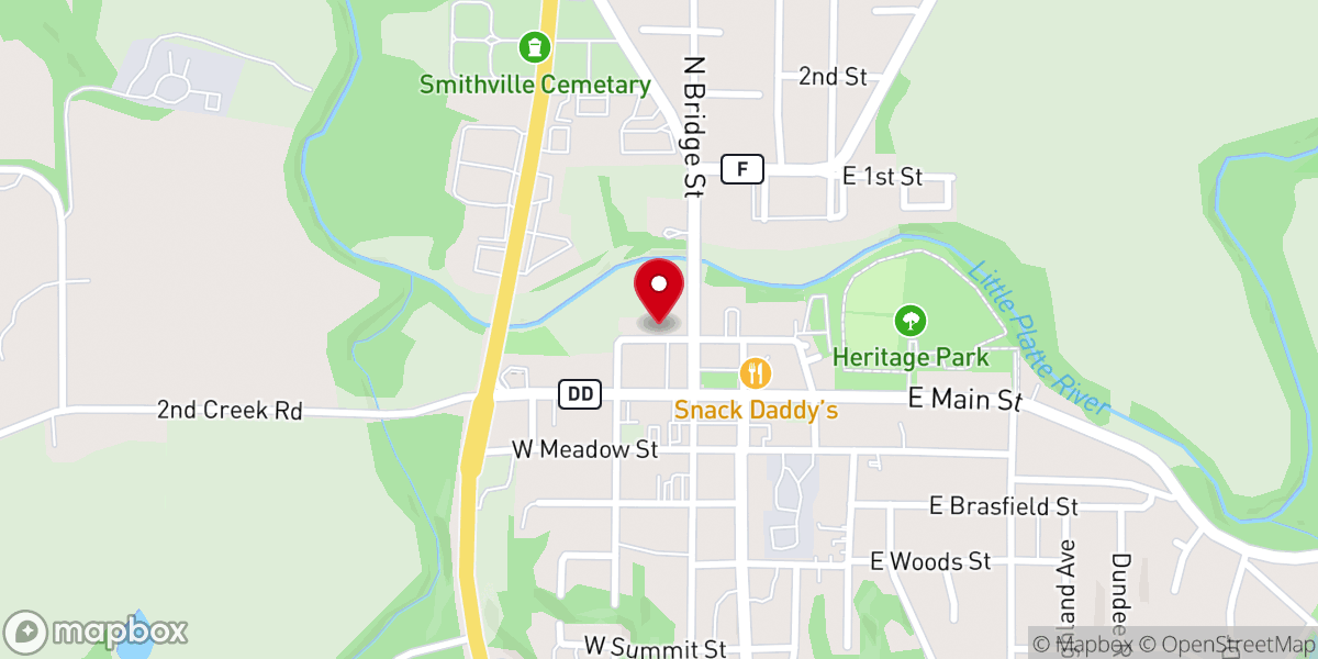 Map showing location of The Rock Church: Apostolics of Smithville, MO