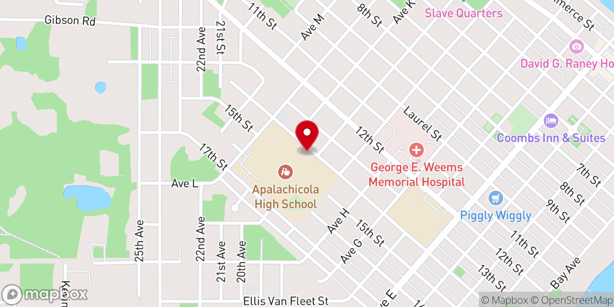 Map showing location of Apalachicola City Hall