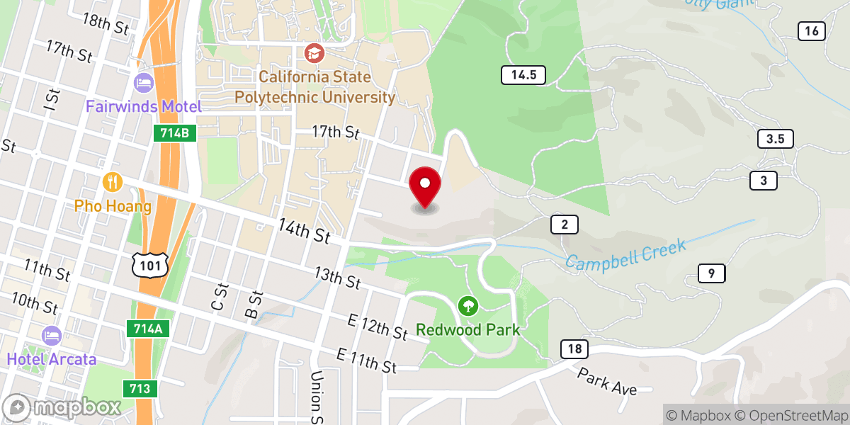 Map showing location of The Lutheran Church of Arcata