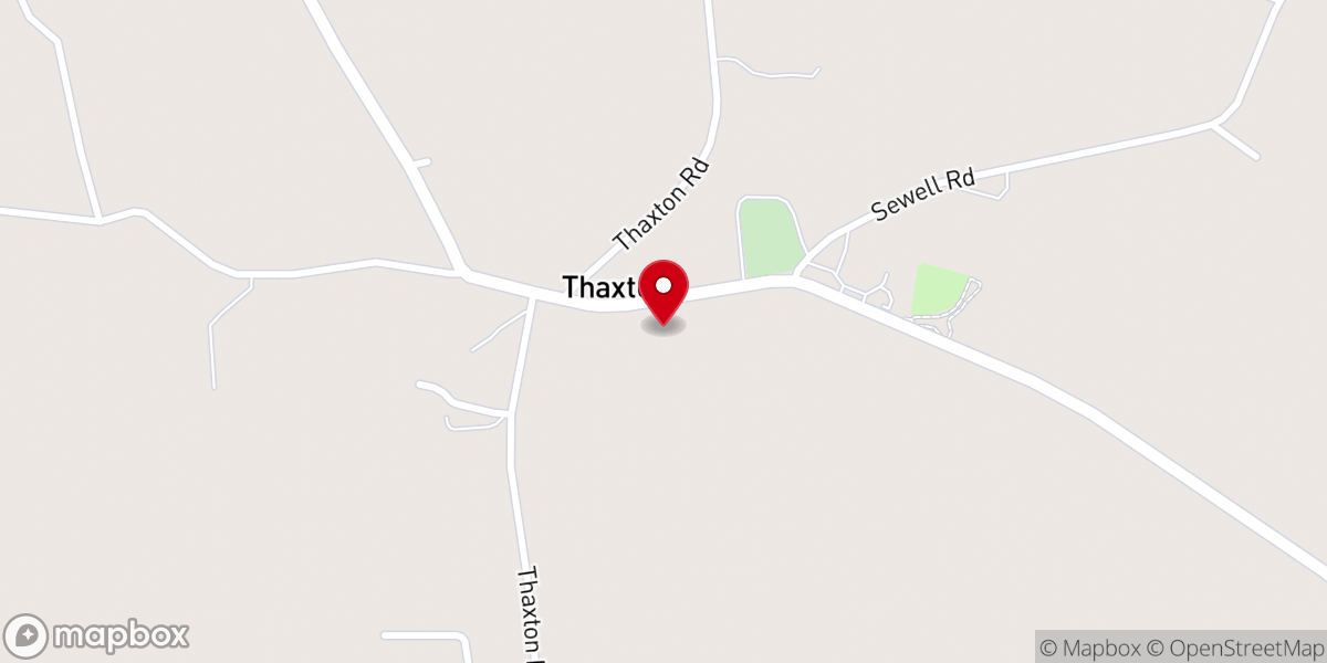 Map showing location of Thaxton Baptist Church