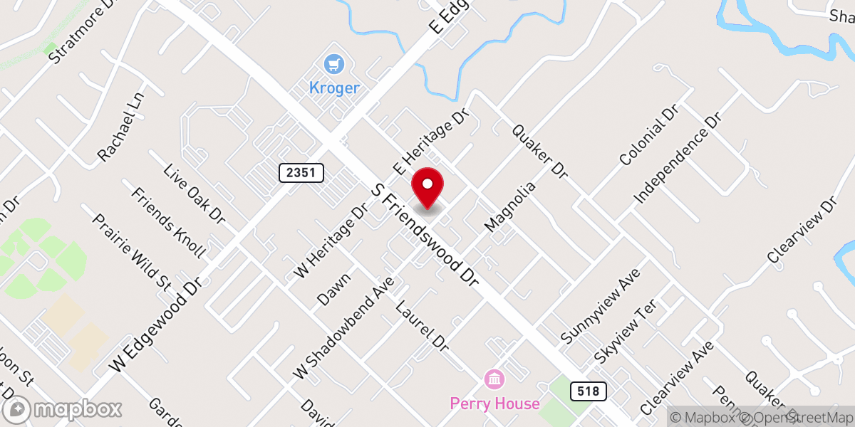Map showing location of First Baptist Church - Friendswood