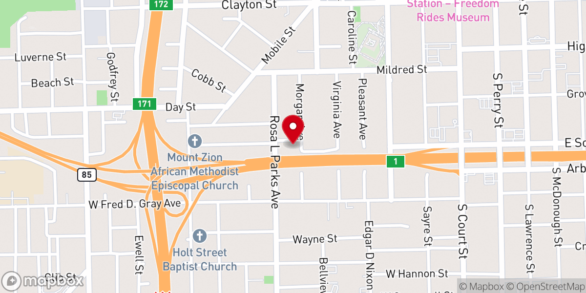 Map showing location of Morgan Avenue Baptist Church