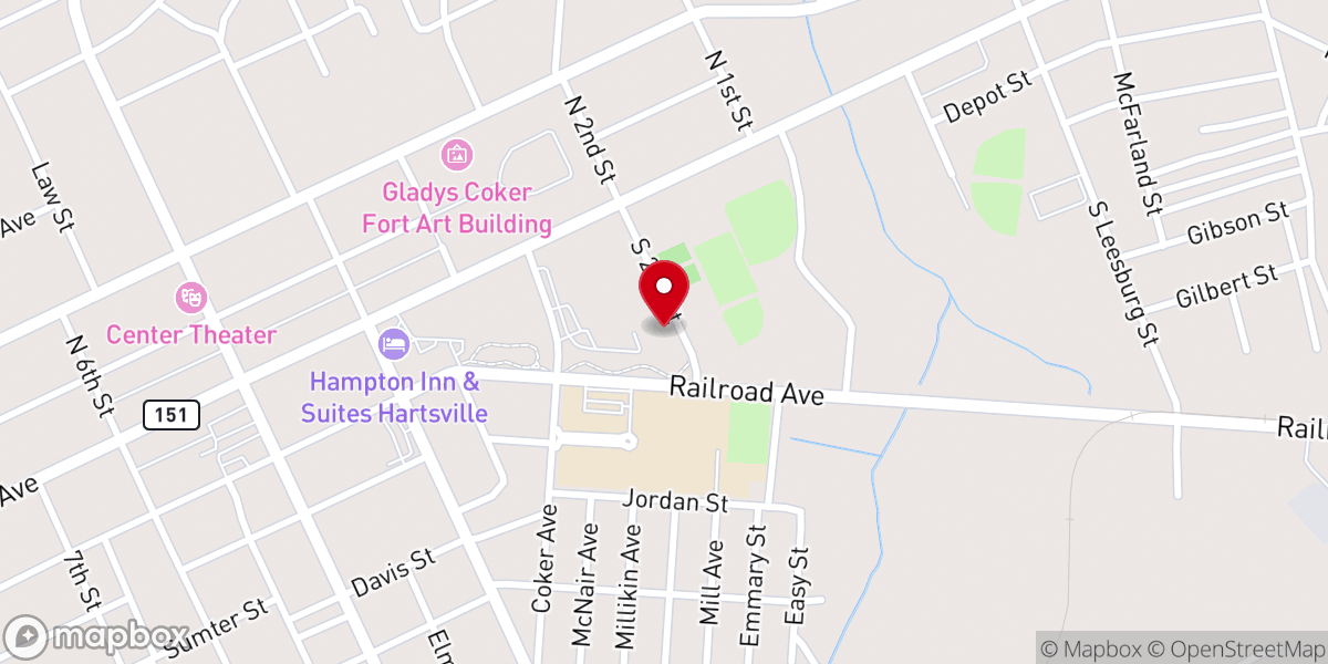 Map showing location of Hartsville Interfaith Ministries