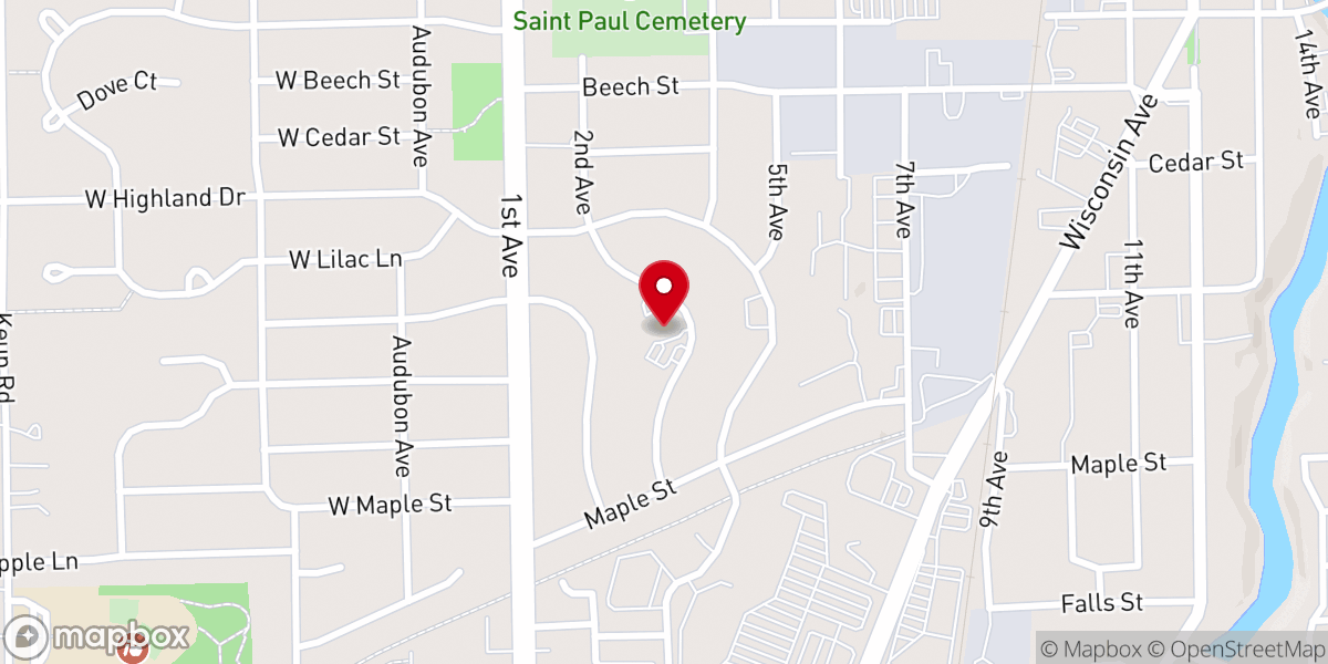 Map showing location of Pilgrim United Church of Christ
