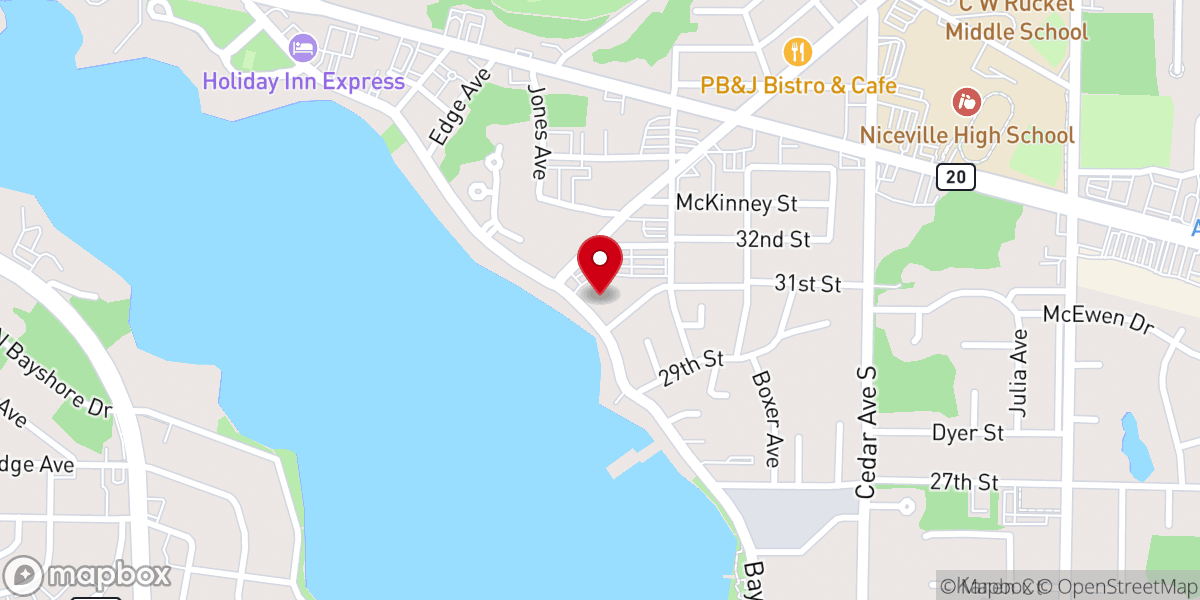 Map showing location of First Baptist Church on Bayshore