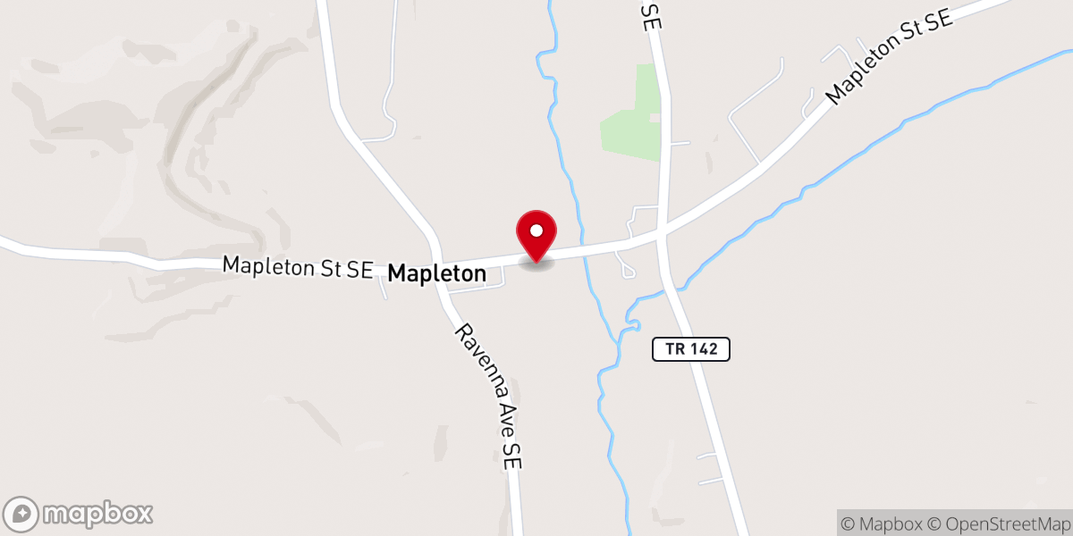 Map showing location of Mapleton United Methodist Church
