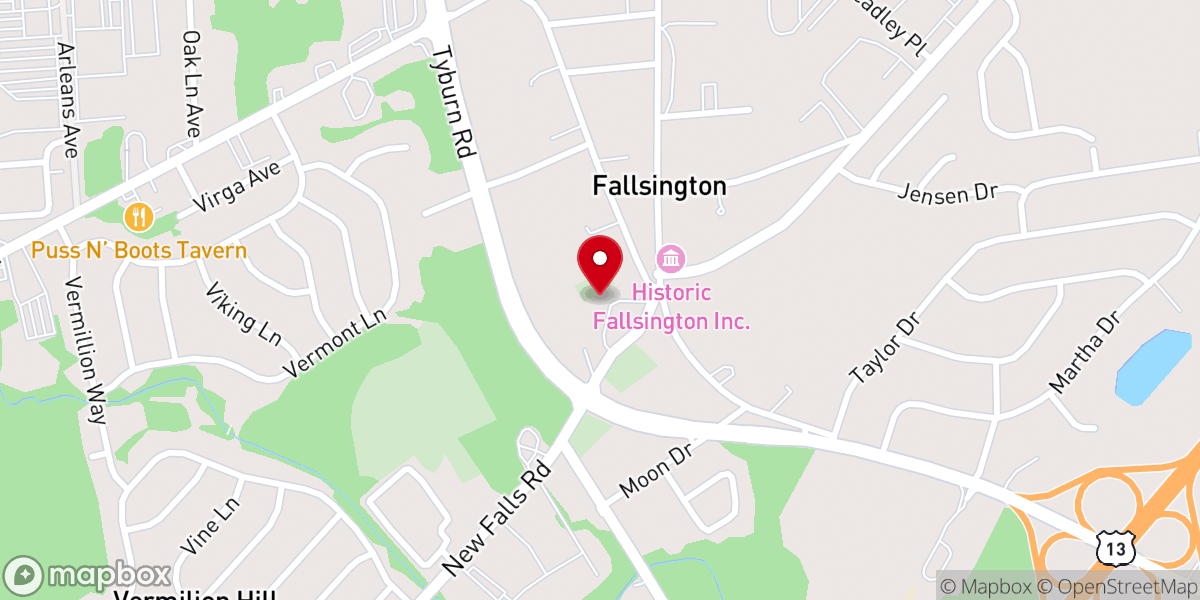 Map showing location of Fallsington Friends Meeting