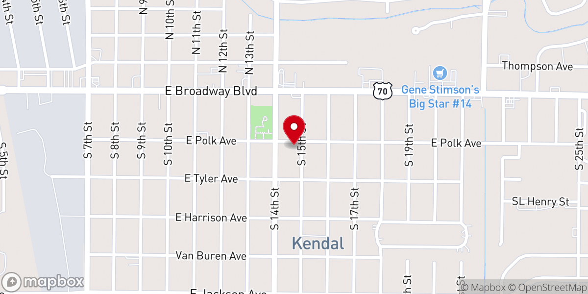 Map showing location of Mt Olive Missionary Baptist Church