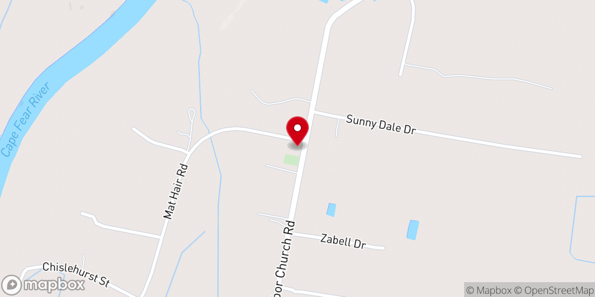 Map showing location of Tabor Church