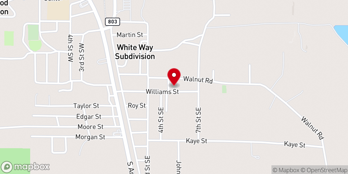 Map showing location of Temple Baptist Church