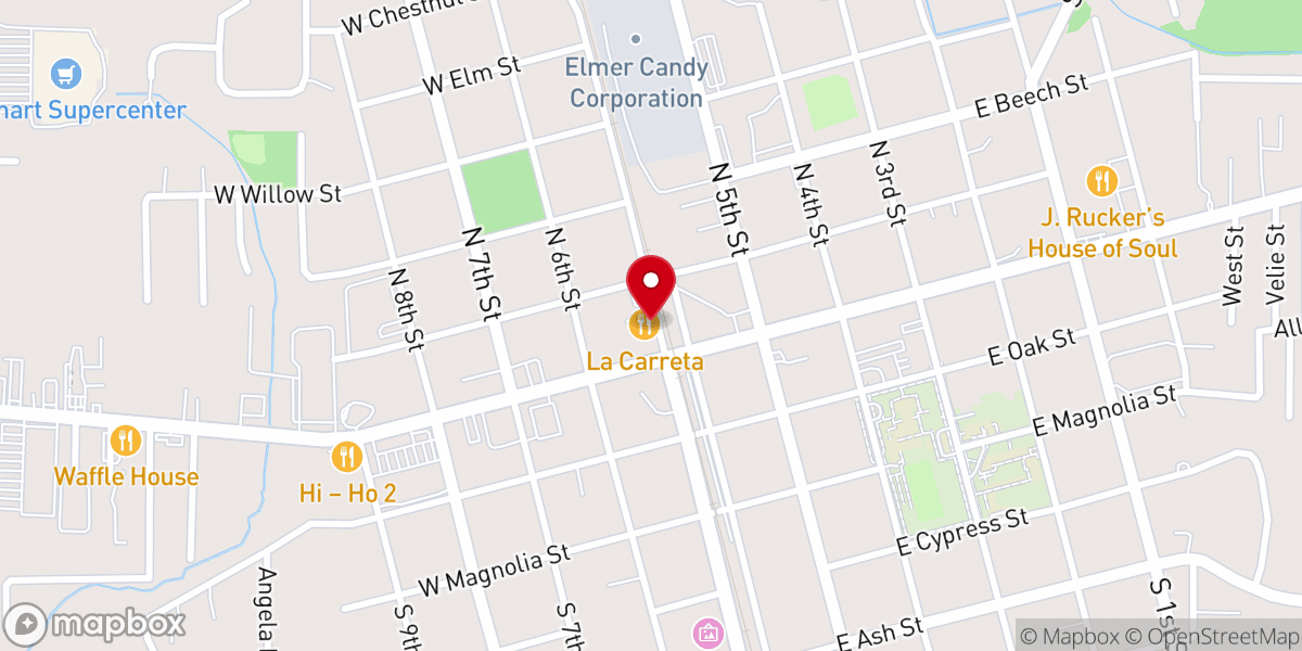 Map showing location of La Carreta