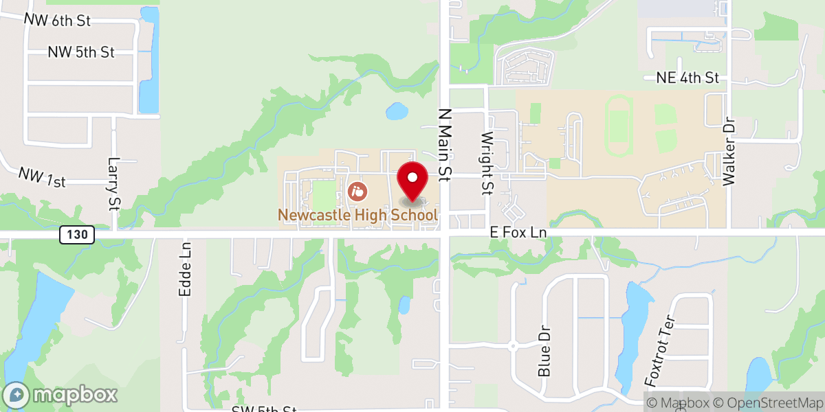 Map showing location of Newcastle High School