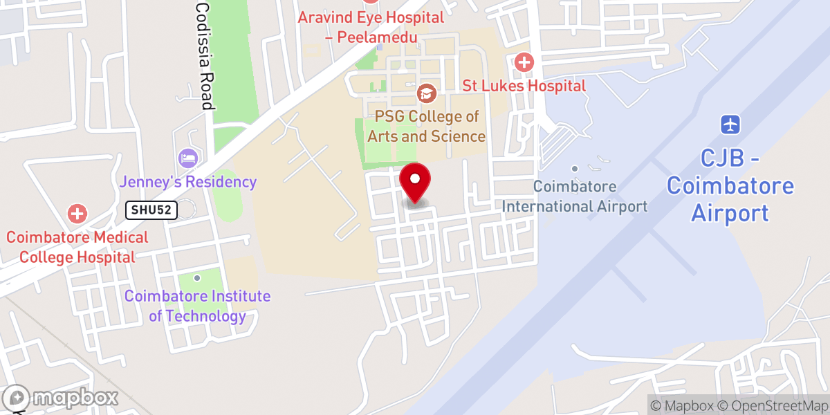 Map showing location of CSI St. John's Church, Airport, Coimbatore