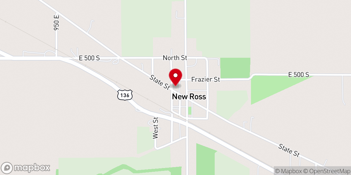 Map showing location of New Ross United Methodist Church