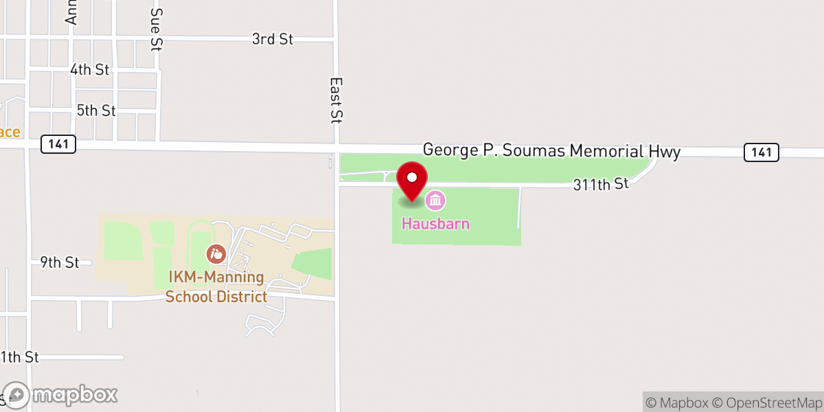 Map showing location of Manning Hausbarn Heritage Park Trinity Church
