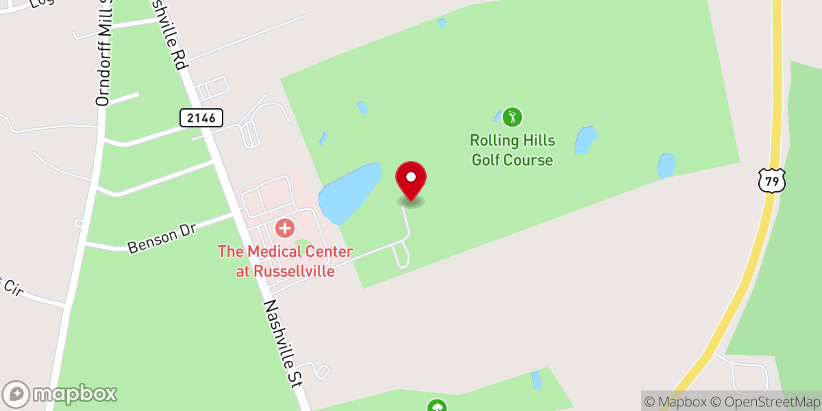 Map showing location of Rolling Hills Golf Course