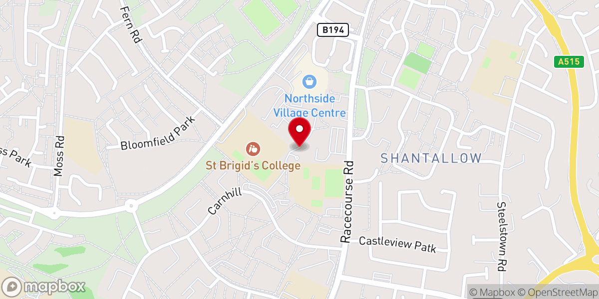 Map showing location of St Brigid's Parochial House