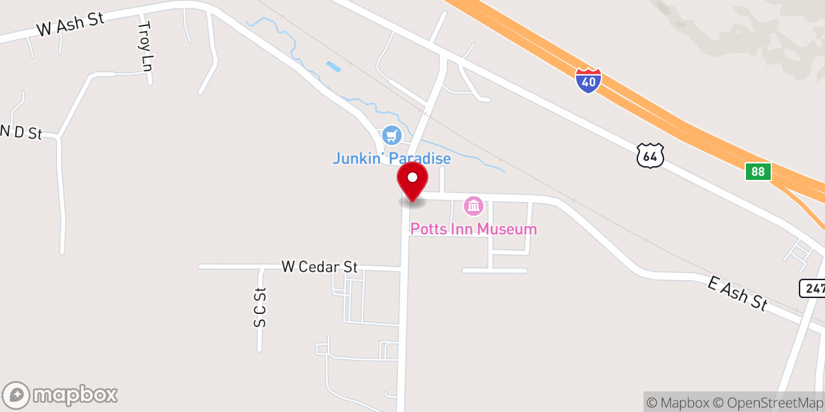 Map showing location of Pottsville Associate Reformed Presbyterian Church