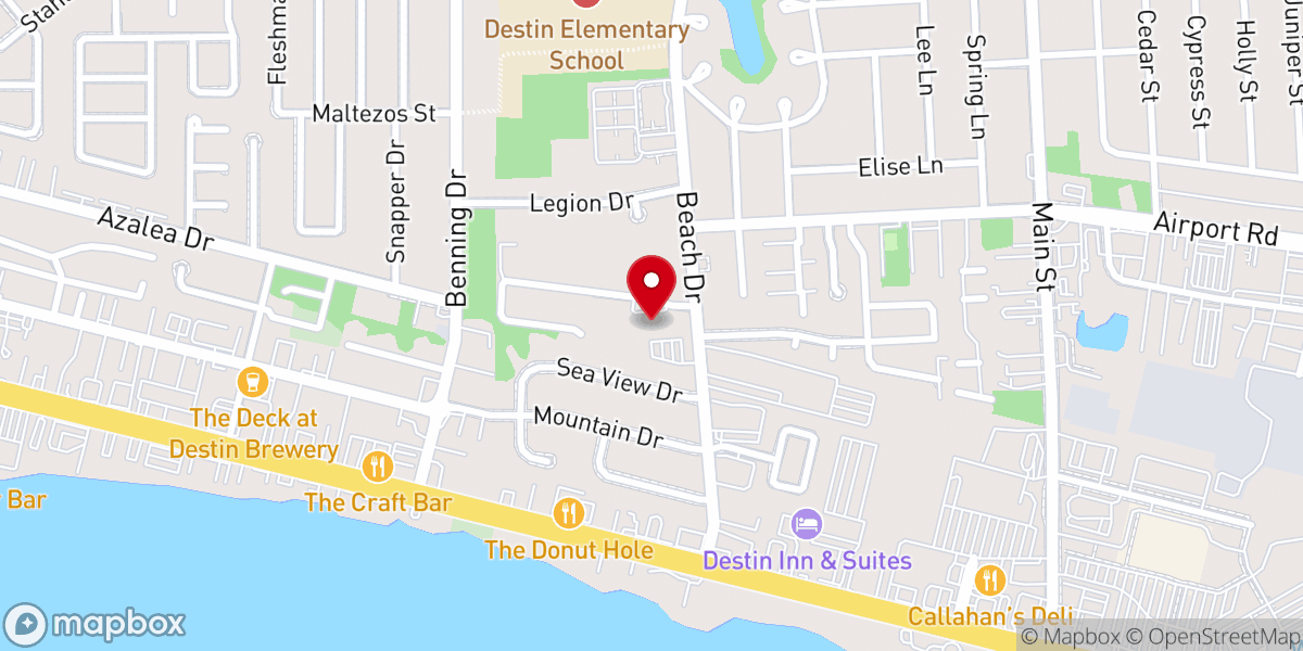 Map showing location of First Baptist Church of Destin