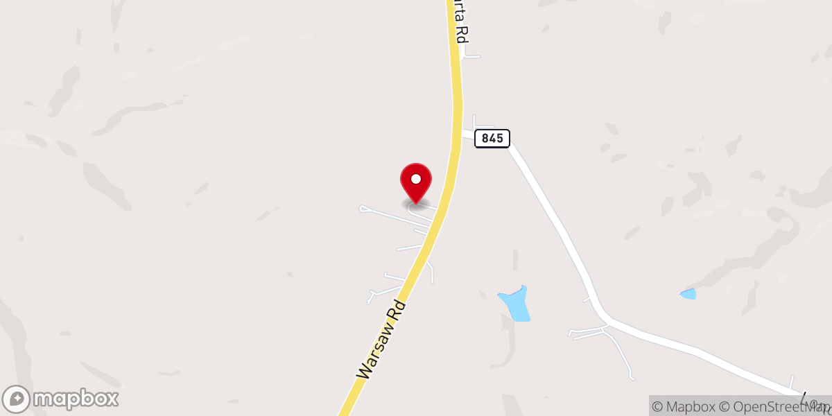 Map showing location of Long Ridge Baptist Church