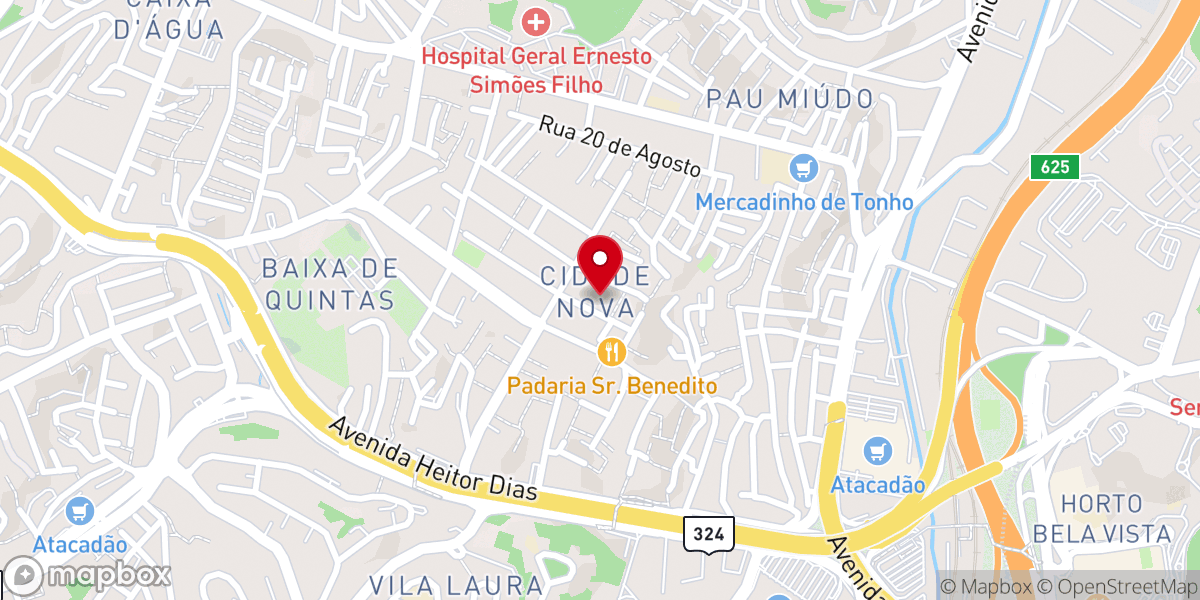 Map showing location of Assembleia de Deus em Salvador - Cidade Nova
