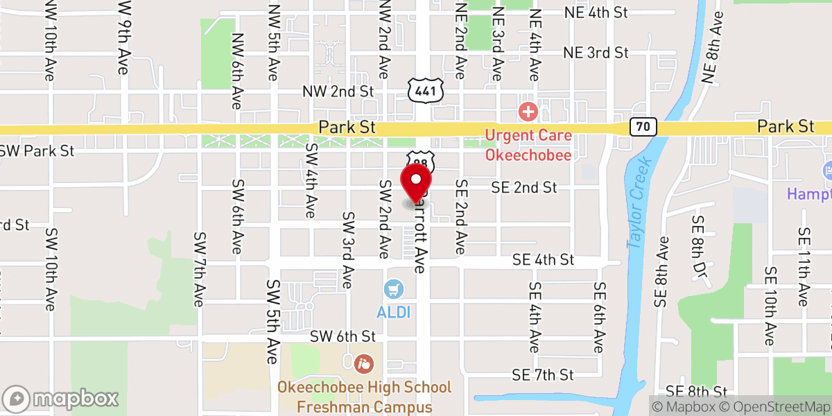 Map showing location of Calvary Chapel Okeechobee
