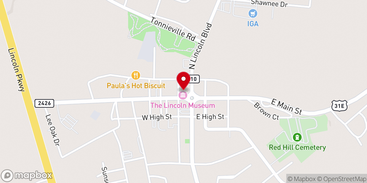 Map showing location of Lincoln Days Celebration