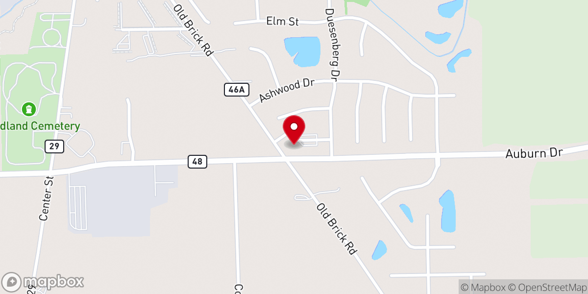 Map showing location of Auburn Baptist Church
