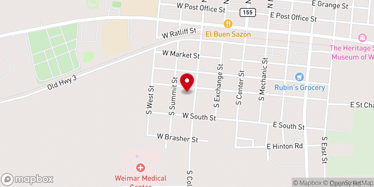 Map showing location of First United Methodist Church of Weimar